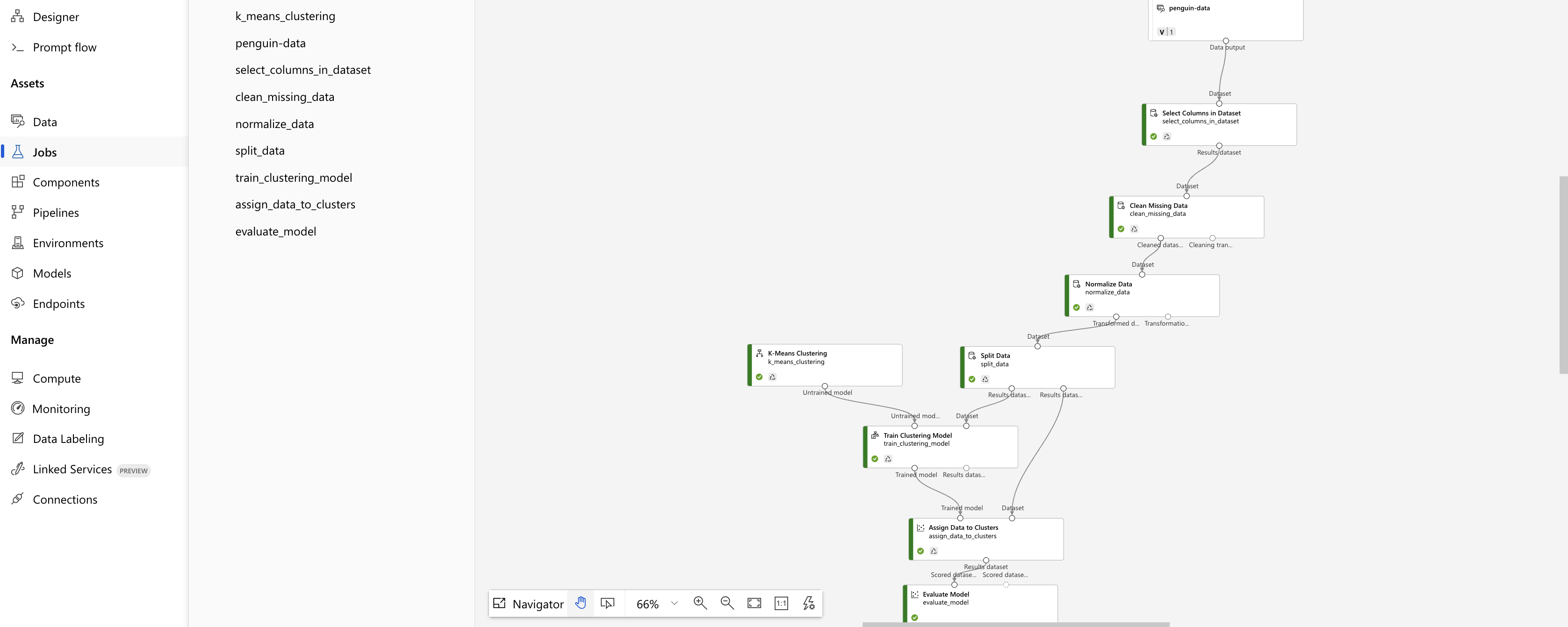 Penguins clustering — Designer flow